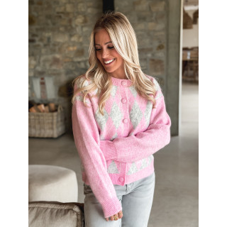 Gilet à motifs Régie - Rose/Gris