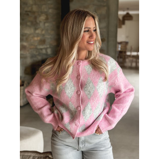 Gilet à motifs Régie - Rose/Gris