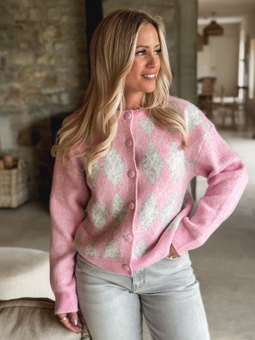 Gilet à motifs Régie - Rose/Gris