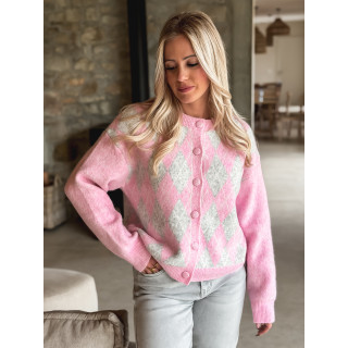 Gilet à motifs Régie - Rose/Gris