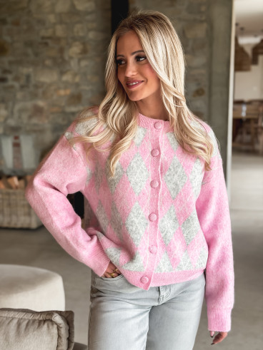 Gilet à motifs Régie - Rose/Gris