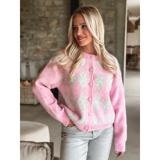 Gilet à motifs Régie - Rose/Gris