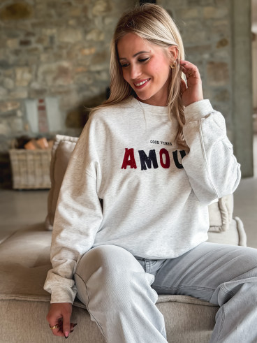 Pull "Amour" - Gris