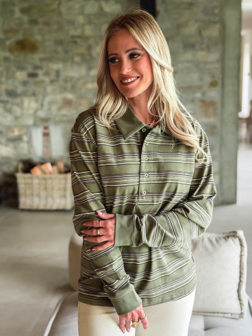 Polo ligné Nolwenn - Kaki Polo ligné Nolwenn - Kaki