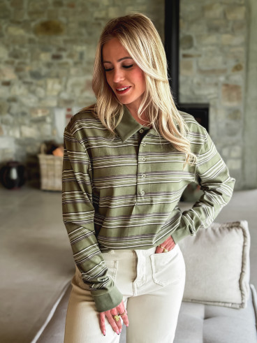 Polo ligné Nolwenn - Kaki Polo ligné Nolwenn - Kaki