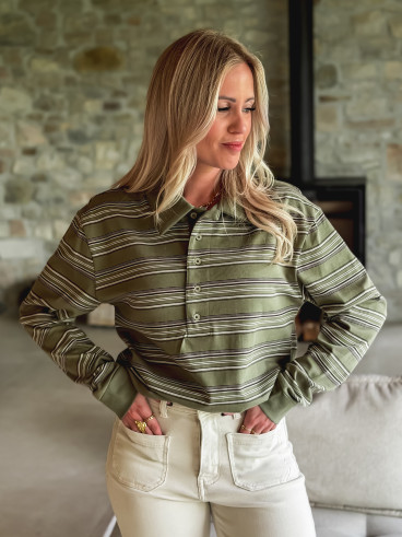 Polo ligné Nolwenn - Kaki Polo ligné Nolwenn - Kaki