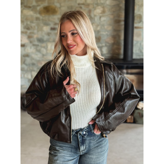 Veste en simili Aneline - Chocolat