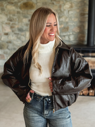 Veste en simili Aneline - Chocolat