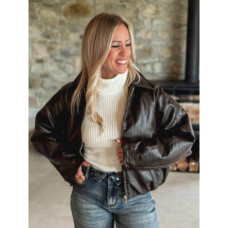 Veste en simili Aneline - Chocolat