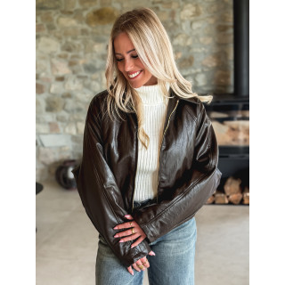 Veste en simili Aneline - Chocolat