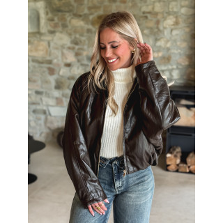 Veste en simili Aneline - Chocolat