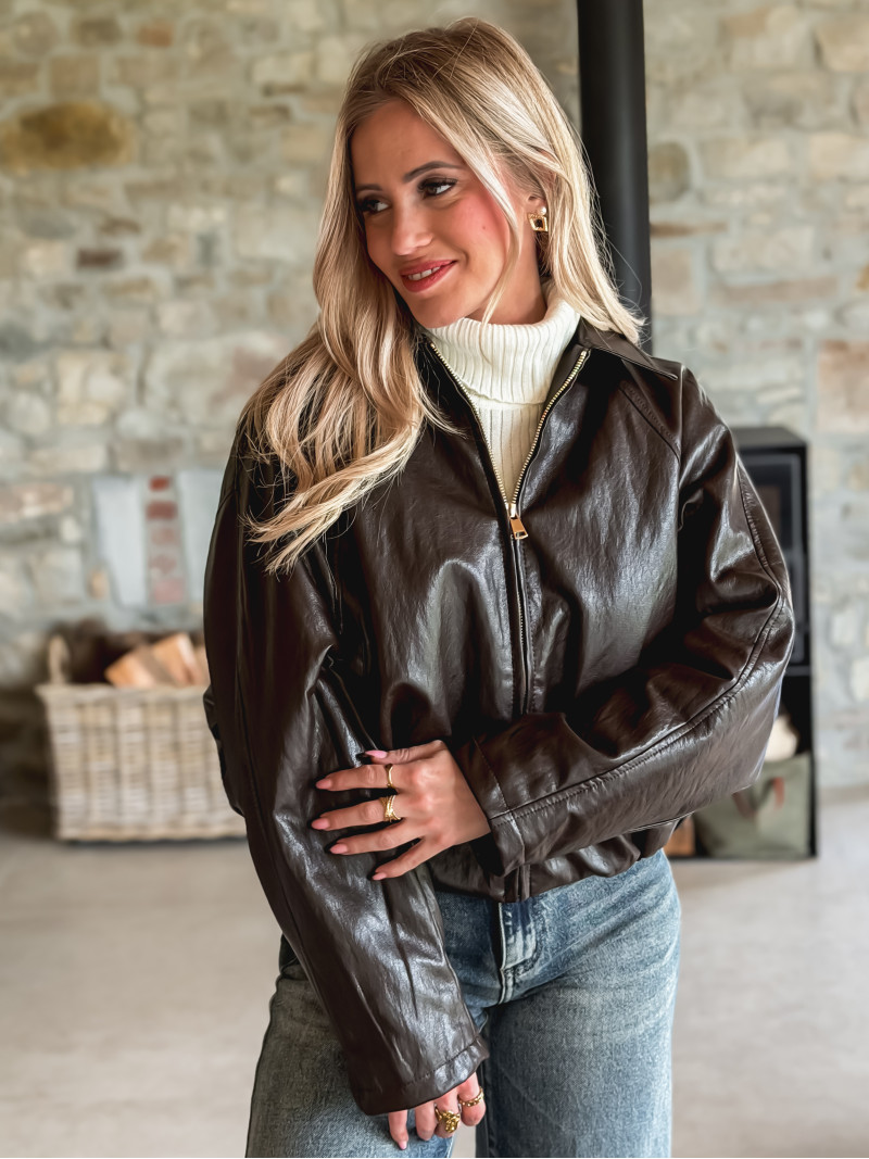 Veste en simili Aneline - Chocolat Veste en simili Aneline - Chocolat