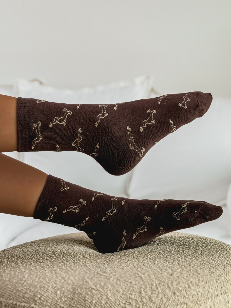 Chaussettes à motifs Teckel - Chocolat