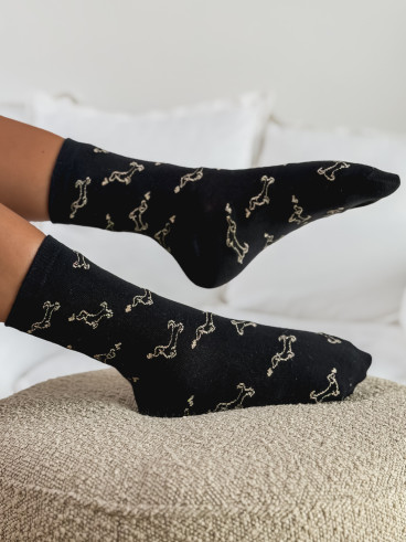 Chaussettes à motifs Teckel - Noir