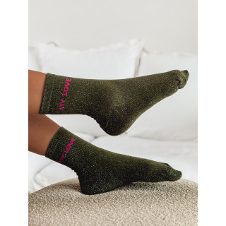 Chaussettes " My love " - Kaki