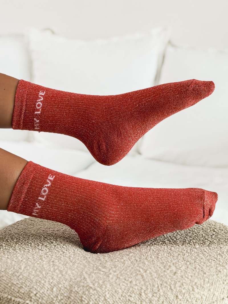Chaussettes " My love " - Terracotta