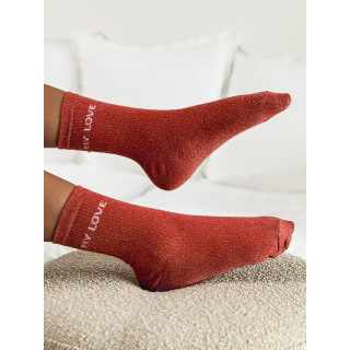 Chaussettes " My love " - Terracotta