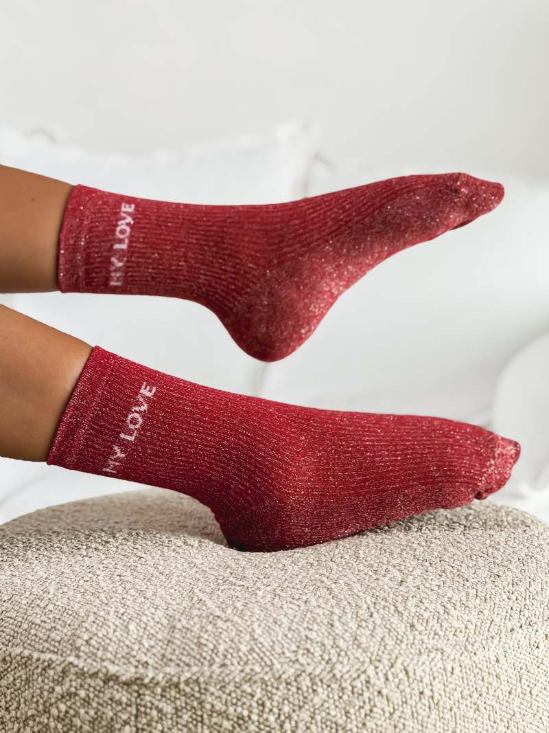 Chaussettes " My love " - Rouge