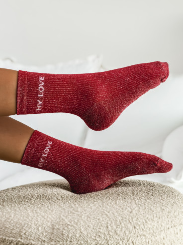 Chaussettes " My love " - Rouge