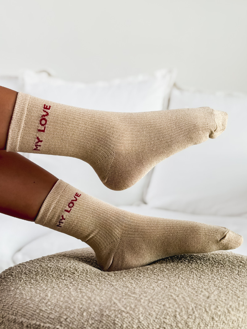 Chaussettes " My love " - Beige