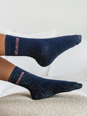 Chaussettes " Réveuse " - Bleu marine
