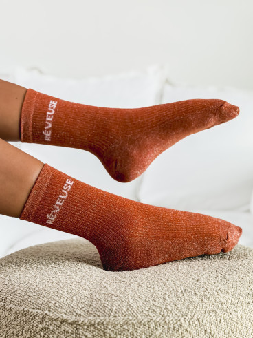 Chaussettes " Réveuse " - Brique