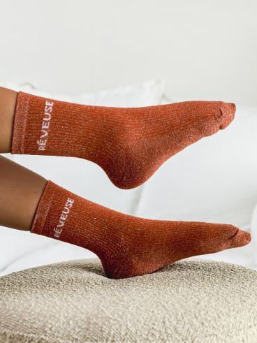 Chaussettes " Réveuse " - Brique