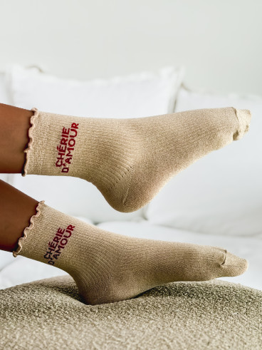 Chaussettes " Chérie d'amour " - Beige