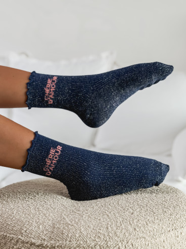 Chaussettes " Chérie d'amour " - Bleu marine