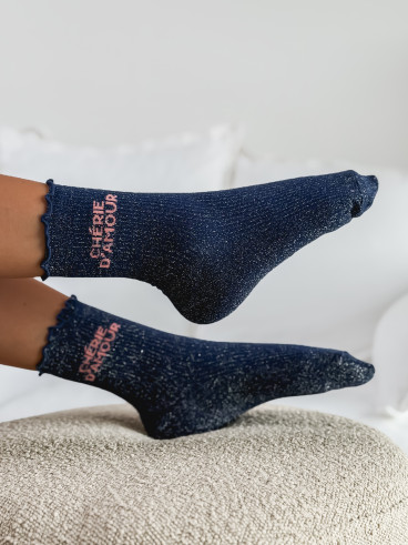 Chaussettes " Chérie d'amour " - Bleu marine