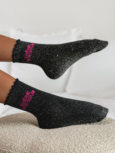 Chaussettes " Chérie d'amour " - Noir