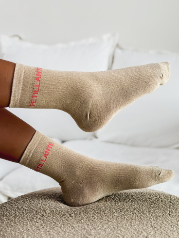 Chaussettes "Petillante" - Beige/orange