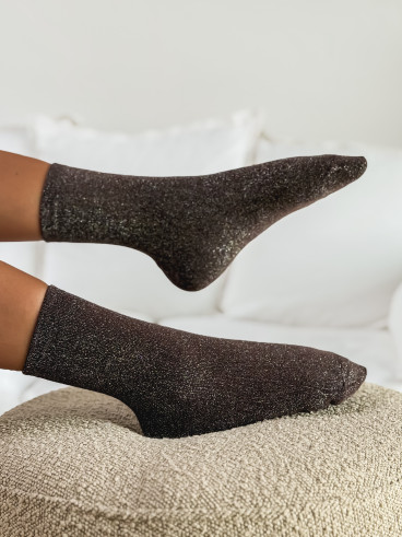 Chaussettes pailletées Limane - Chocolat