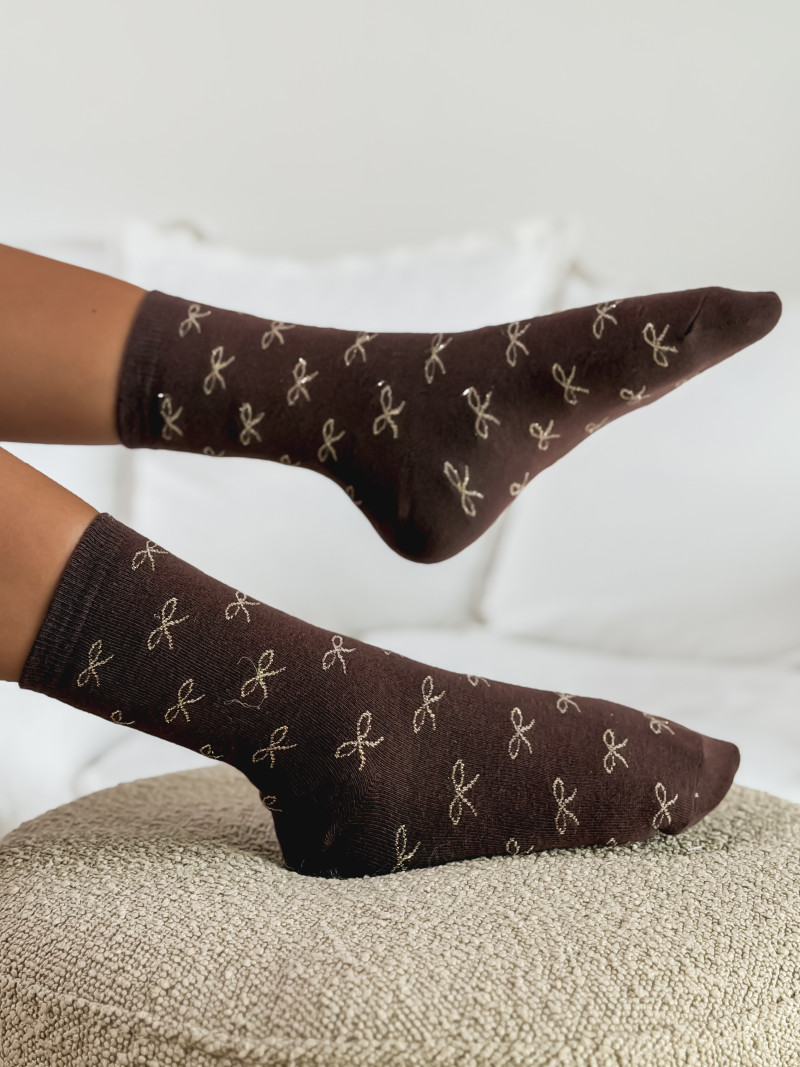 Chaussettes à motifs Noeud - Chocolat