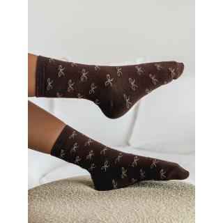 Chaussettes à motifs Noeud - Chocolat