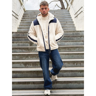 Veste teddy Yanis - Ecru/Bleu marine