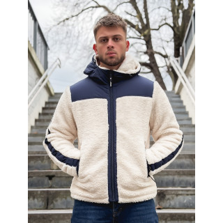 Veste teddy Yanis - Ecru/Bleu marine