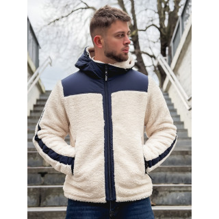 Veste teddy Yanis - Ecru/Bleu marine