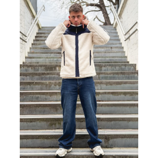 Veste teddy Yanis - Ecru/Bleu marine