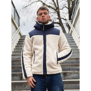 Veste teddy Yanis - Ecru/Bleu marine