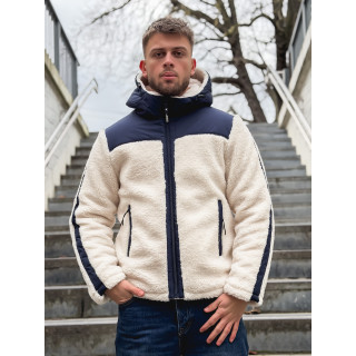 Veste teddy Yanis - Ecru/Bleu marine