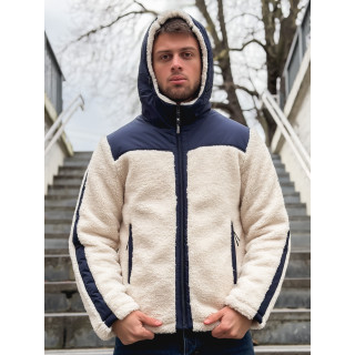 Veste teddy Yanis - Ecru/Bleu marine