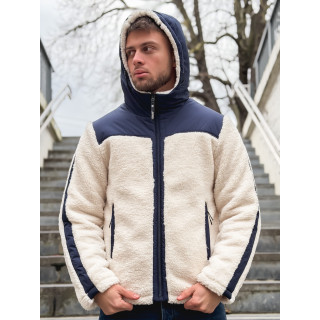 Veste teddy Yanis - Ecru/Bleu marine