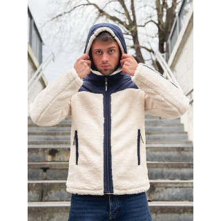 Veste teddy Yanis - Ecru/Bleu marine