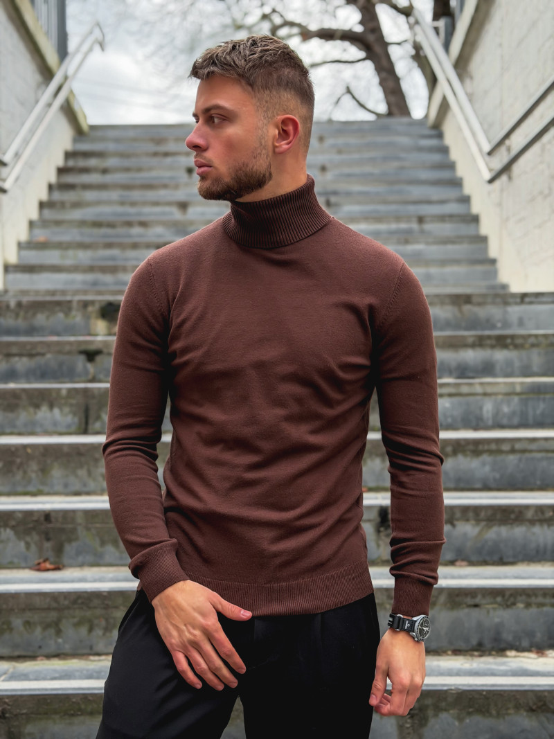 Pull col roulé Gaspard - Chocolat