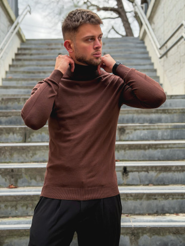 Pull col roulé Gaspard - Chocolat