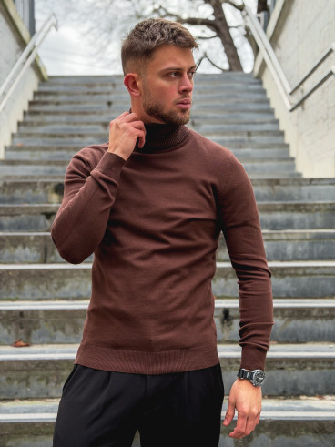 Pull col roulé Gaspard - Chocolat