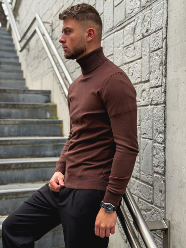 Pull col roulé Gaspard - Chocolat