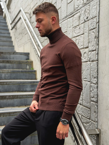 Pull col roulé Gaspard - Chocolat