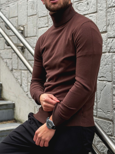 Pull col roulé Gaspard - Chocolat